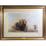 David Shepherd (1931-2017), Limited edition print on paper, 'Elephants in the Tsavo National