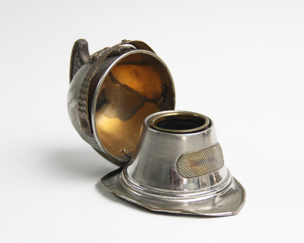 An early 20th century novelty French fireman's helmet match holder or vesta, applied with front - Image 2 of 2