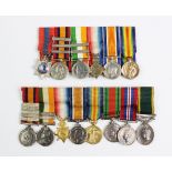 Two sets of miniature medals, spanning Boar War to Second World War and Imperial Service Medal, Boar