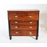 A 19th century mahogany chest of drawers, the upper deep drawer with geometric moulding, above three