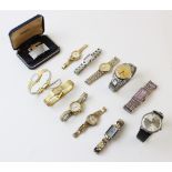 A selection of vintage and modern wristwatches and accessories, to include a Bulova 30 jewels