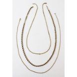 A 9ct gold belcher link chain, with lobster claw fastening, 53cm long, together with a 9ct gold rope