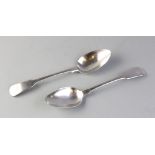 A pair of George III silver fiddle pattern spoons, William Bateman, London 1823, gross weight 3.9ozt