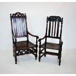 A harlequin set of twelve 17th century and later oak dining chairs, each with a carved crest rail