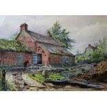 John Sinclair (English school), Watercolour on paper, Rural farmyard scene, Signed lower left,