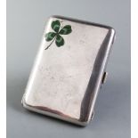 A German silver cigarette case, 800 standard circa 1900, the rectangular case with gilt interior and