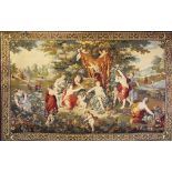 A modern wall hanging tapestry, depicting classical figures in a wooded landscape