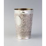 A Victorian silver beaker, Henry Stratford, London 1895, of tapering cylindrical form with