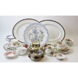A collection of tea wares, including trios by Coalport, Hammersley and Plant Tuscan China, cups