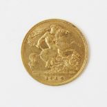 An Edwardian gold half sovereign, dated 1904, weight 3.9gms