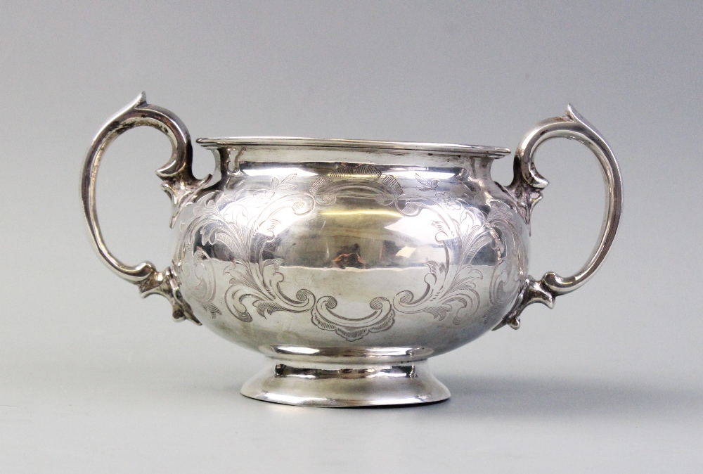 A Victorian silver sucrier, Henry Holland, London 1867, of squat baluster form on spreading foot