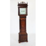 A George III oak and mahogany cross banded eight day long case clock by J Calcott, Cotton, with