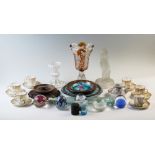 A collection of ceramics and glassware to include, an 18th century Dutch tin-glazed earthenware blue