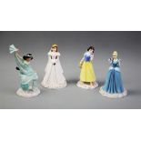 Four Royal Doulton Walt Disney Showcase Collection figurines, comprising: DP1 Cinderella, DP4 Ariel,