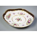 A Worcester porcelain polychrome decorated dish, late 18th century, the dish of oval form with