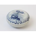 A Chinese Shipwreck porcelain blue and white seal box and cover, of circular form centrally