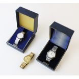 Three gentleman's Seiko wristwatches, comprising; a gold plated stainless steel Seiko 5, 090171,