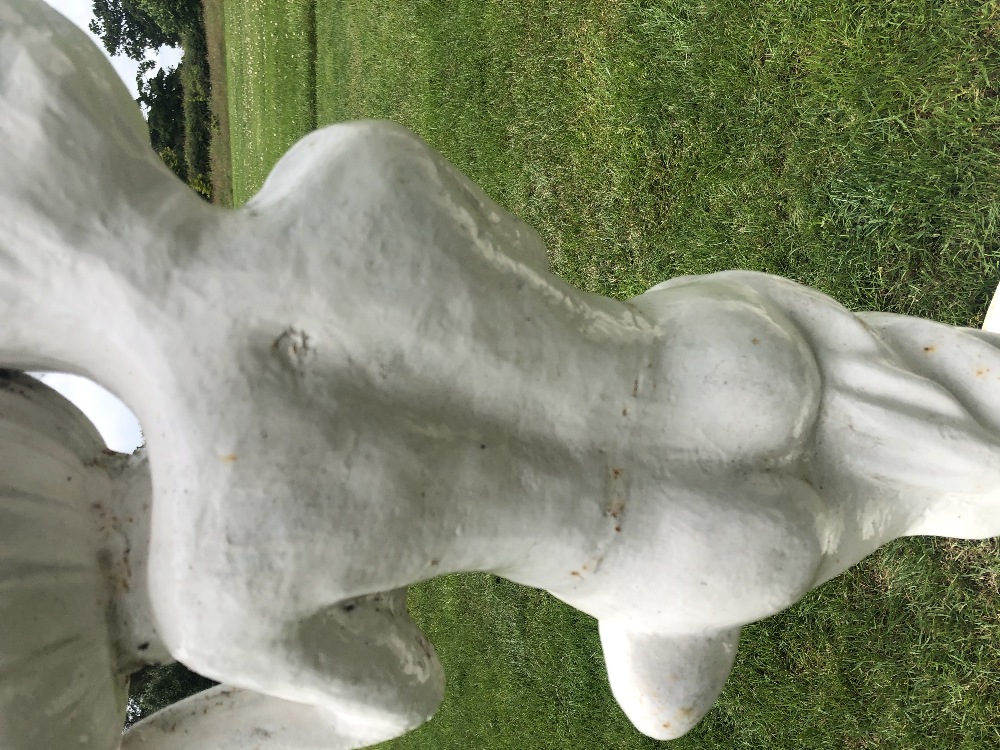 A pair of cast iron figural jardinieres, white painted, each modelled as a scantily clad putti - Bild 9 aus 11