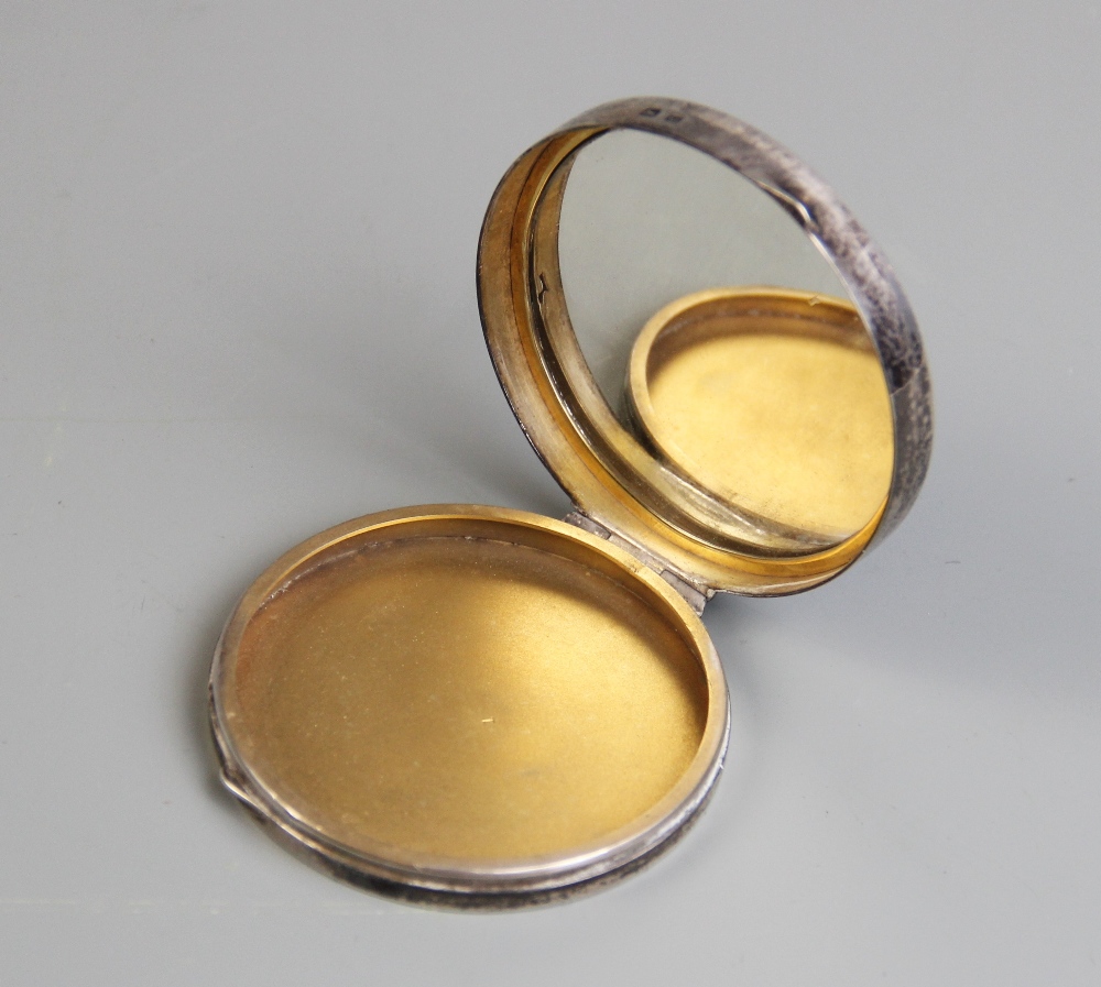 A silver and enamel compact, Turner & Simpson, Birmingham 1931, of circular form, the hinged lid - Image 2 of 2