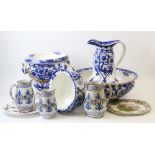 An Edwardian four piece Furnival & Co 'Nile' pattern washstand set, comprising toilet jug and