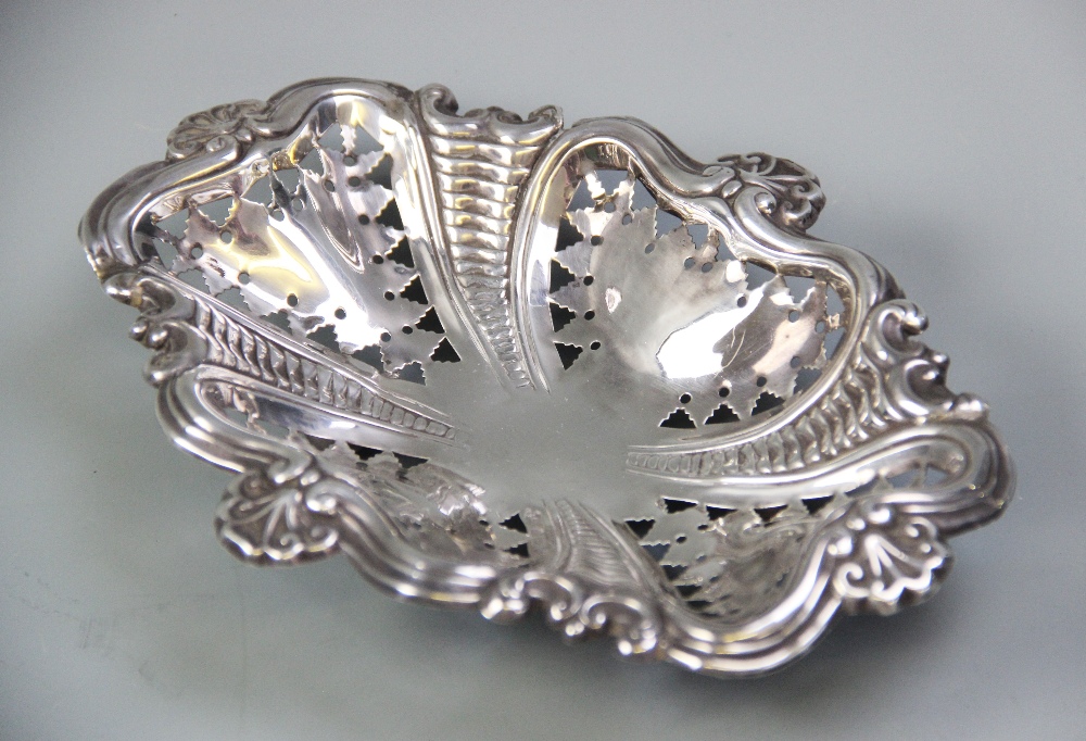 An Edwardian silver bonbon dish, S. Glass, Birmingham 1902, the dish with shaped rim and pierced - Image 2 of 2