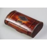 A George III white metal mounted stained fruit wood snuff box, the rectangular oval box with the