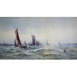 Manner of William Lionel Wyllie (1851-1931), Watercolour on paper, Boats off Bologne, Signed 'W.L.