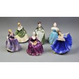 Six Royal Doulton figurines, comprising: HN2343 Premiere, HN2312 Soiree, HN2421 Charlotte, HN2839