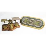 A Victorian oval bead work stand, the gilt wood frame enclosing the foliate bead work panel,