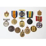 A WWI Pair to 488382 SPR J Warrilow (ribbons swapped), and further pendants, to include a silver