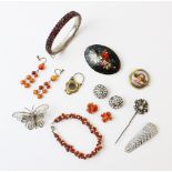 A selection of Georgian, Victorian and later costume jewellery, to include a Georgian paste set