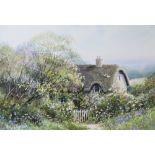 Hilary Schofield (b.1958), Watercolour on paper, A country cottage scene, Signed lower right, 24.