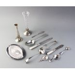 A selection of silver and silver plated items to include a silver posy vase, J B Chatterley & Sons