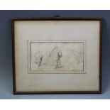 Attributed to George Chinnery (1774-1852), Pencil on paper, Study with three figures, Indistinctly