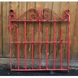 An early 20th century wrought iron garden gate, with scroll work above square section uprights, 83cm