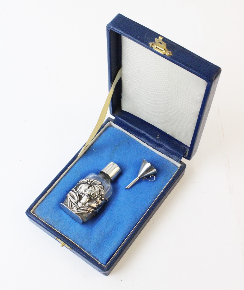 A Norwegian glass silver mounted scent bottle, the rectangular form bottle with a detachable pierced - Image 2 of 2