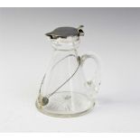 An Edwardian silver mounted glass whiskey noggin by James Deakin & Sons, Chester 1905, of typical