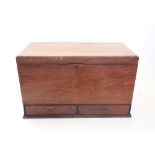 A 19th century campaign type mahogany chest, the rectangular moulded hinged cover, above brass