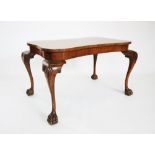 A George II style burr walnut occasional table, circa 1930, the quarter veneered waisted rectangular