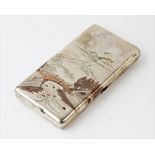A Japanese silver two-tone cigarette case (950), of hinged rectangular form decorated to the