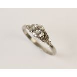 A diamond solitaire ring, the central round brilliant cut diamond weighing approx. 1.00 carat,