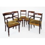 A matched set of eight Regency mahogany dining chairs, comprising six dining chairs with a rope