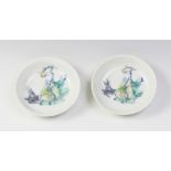 A pair of Chinese porcelain famille verte saucer dishes, Tongzhi six character mark, each of shallow