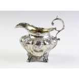 A Victorian silver cream jug by William Brown & William Nathaniel Somersall, London 1840, of