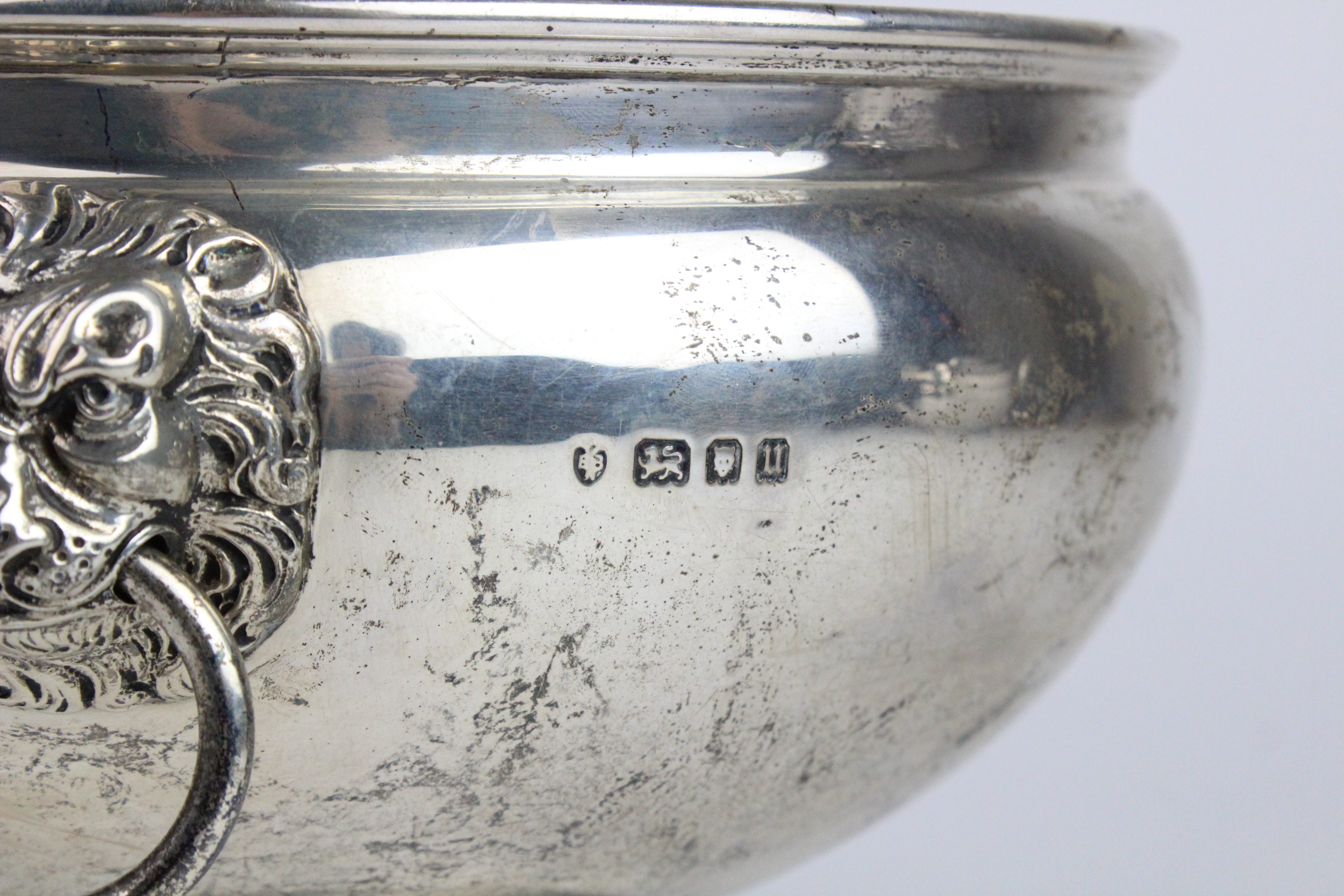 A silver punch bowl by Edward Barnard & Sons Ltd, London 1935, of circular form on pedestal foot - Image 3 of 3