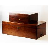 A Victorian mahogany stationery box, incorporating a baize lined writing slope and fitted