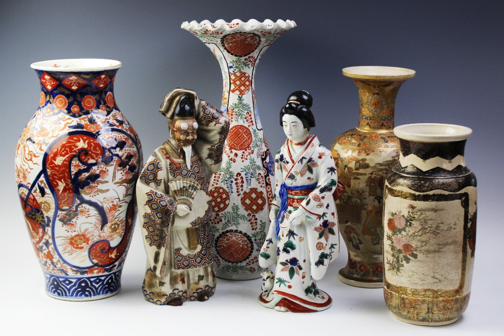 A collection of Japanese ceramics, 19th century and later to include; a Japanese Satusuma vase,