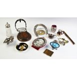 A selection of objects of virtue, to include, a silver photo frame, a silver mounted cut glass