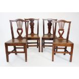 A harlequin set of six 18th century oak and fruit wood chairs, comprising four fruit wood chairs