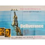 A British quad film poster for DELIVERANCE (1972) starring John Voight and Burt Reynolds, printed in